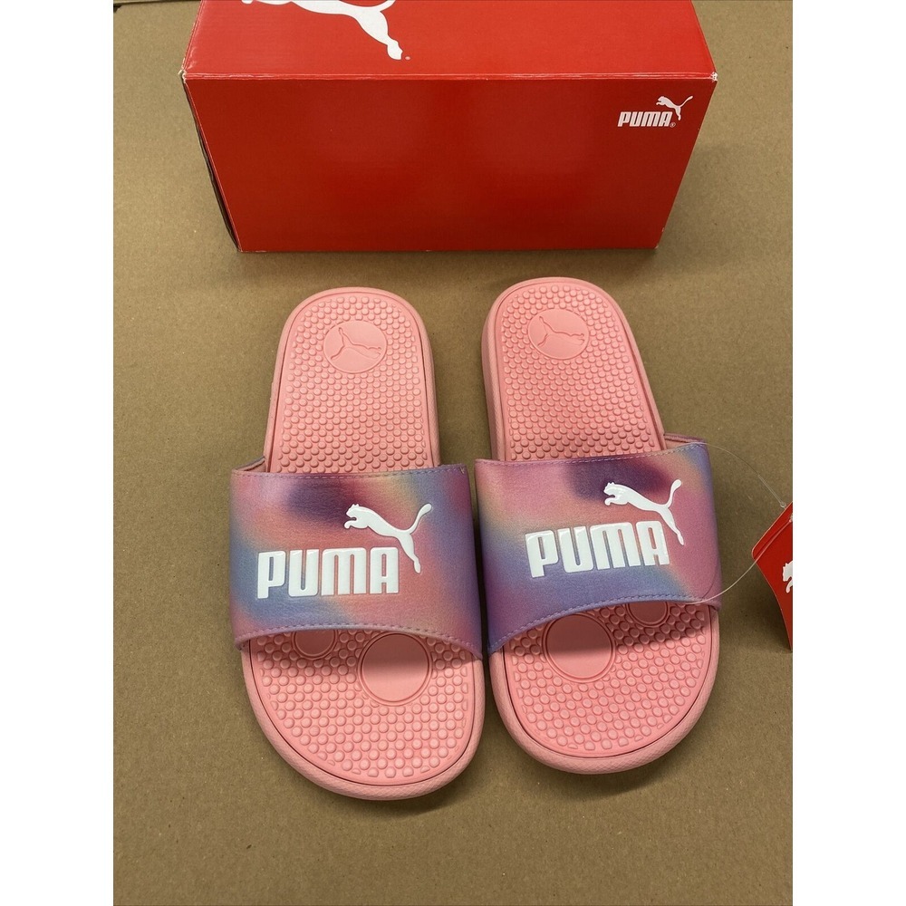 New Puma Cool Cat Prismatic BX JR‎ Slide Sandals Junior 5C Kids Youth Pink Lilac